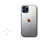 作品【まるで金属のようなiPhoneケース】 iPhoneケースカバー（シルバー×ブラック）赤リンゴ　アイフォンケース 　耐衝撃　15/14/14pro/13/12/12mini/11/11pro/SE3