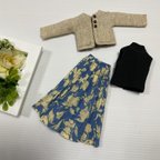 作品ブライス・りかちゃん人形のハンドメイドドール服*ジャケット＆ギャザースカート＆ハイネックシャツの3点セット