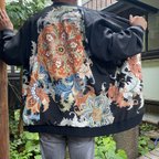 作品男性にも着て欲しくて作った　キラキラがとても素敵なちょっと派手なジャケット　着物リメイク　スカジャン