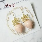 作品【ピンク】リボン いちごピアス