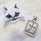 作品【ワッペン】お洒落キャット2種　アップリケ　刺繍　アイロンシール　猫