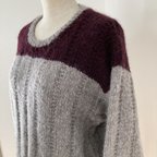 作品手編み　モヘアのシンプル2色セーター