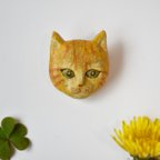 作品茶トラねこ　ブローチ　陶土