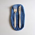 作品うしじま縫製　|　武州正藍染　カトラリーコースター（小）　二重刺子　ブルー