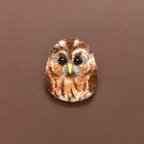 作品森フクロウブローチ <羊毛フェルト>-forest owl brooch