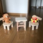 作品ミニチェアー（2個）とミニテーブル（1個）セット（飾り用　ミニテーブル高さ約22㎝）作品④