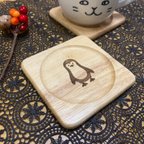 作品かわいいペンギンの木製コースター