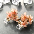 作品【さくら】花雫 イヤリング/[Sakura] Boucles d'oreilles pendantes fleurs