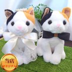 作品【世界に一つ】ウェルカムドール 手作り ねこ ネコ 猫 ミケ 完成品 2体セット 結婚式 ぬいぐるみ 人形