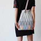 作品zero：Pleats bag - L（ヘリンボーン）：プリーツ バッグ　軽い　透ける　透明感