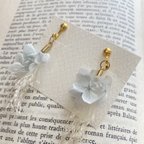 作品お花のイヤリング　あじさい　flower earring ドライフラワー　プリザーブドフラワー