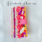 作品毛糸とパールリボン刺繍iPhoneケース