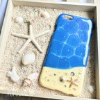 作品【大人気★】＊beach〜海からのおくりもの〜＊iPhone（スマホ）ケース＊ブルー