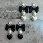 作品Matte black ribbon pierce／earring