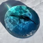 作品インテリアアート　ホエールブロック　鯨　クジラ円形　スケルトン海　レジンアート　波アート