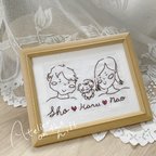 作品結婚記念日、綿婚式ギフトに♡ 「似顔絵刺繍 Family Portrait 」