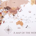 作品寄木風木目調のおしゃれな世界地図ポスターB2