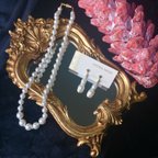 作品【アクセサリーセット】ナチュラルホワイトのパールネックレス・イヤリング/ピアス