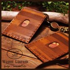 作品レザーパスケース（本革）ヴィンテージウッド調 『Woodie Leather』（リールコード付）タイプＡ