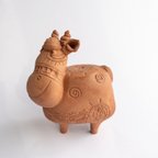 作品【送料込】牛の置物・メキシコ風2 (焼締め) 