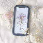 作品スマホケースを彩る𓂃𓈒𓏸小さなかすみ草ブーケ(シンプルリボン)