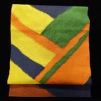 作品【二部式帯】手織り真綿紬の幾何学模様　織り出し袋名古屋帯