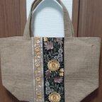 作品インド刺繍リボン　黄色　ジュートバック　トートタイプ