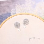 作品花と露 刺繍ピアス〈紫陽花〉