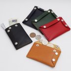 作品カードサイズの財布 ミニマルで薄い 本革 L字型スナップボタン財布【受注生産】