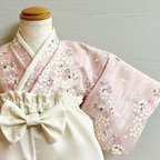 作品ベビー袴　薄ピンク桜×ミルキーホワイト