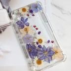 作品手作☆iPhone押し花スマホケースiPhone13pro☆iPhone13mini☆iPhone14シリーズ☆全機種対応☆イニシャル