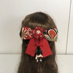 作品赤い古典柄リボンの髪飾りセット7（卒業式・袴・ちりめん細工）