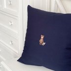 作品8くま  Cushion cover / navy （クッションカバー）