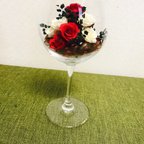 作品ボトルフラワー ワイングラス  薔薇