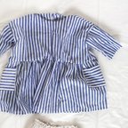 作品2017ss cotton Pocket kids blouse -blue stripe-