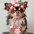 作品犬用＆猫用 桜カラーぶたさん帽子🐷🌸💖 立ち耳お花見 桜 春