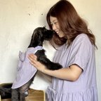 作品ぷっくリボンラベンダーワンピース愛犬とペア