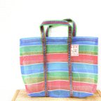 作品※在庫なし　台湾トートバッグ　漁師バッグ（茄芷袋）　３号サイズ　赤×青×緑