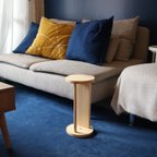 作品木製ミニマムテーブル　コンパクトサイドテーブル　北欧風小型テーブル　植物置台　スマートスピーカースタンド