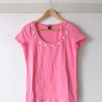 作品有松絞りのアクセント　オリジナルTシャツ（ピンク）