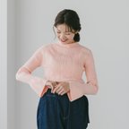 作品04＿フレアスリーブ・コットンリブknit＿「スミクロ」【リブニット】