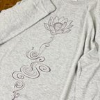 作品オーバーサイズ リブ袖ロングTシャツ-LOTUS-（アッシュ）