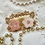 作品もこもこのおはな（コーラルピンク）ー刺繍　花　大ぶり　樹脂　アレルギー対応ー