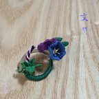 作品立体刺繍ブローチ 花紋朝顔 文月