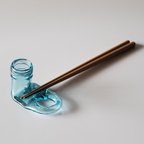 作品箸置き ペン立て 一輪挿し 楊枝入れ (水色) Re-glass リグラス