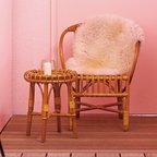 作品天然木 手編み ラタン サイドテーブル A ミニテーブル ナイトテーブル 丸テーブル プランタースタンド フラワースタンド 花台 玄関 飾り棚 スツール  