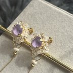 作品amane Swarovski purple earrings