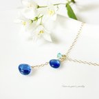 作品＊1点もの＊14kgf kyanite × topaz necklace