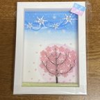 作品桜と雪の結晶のミニチュアフレーム【冬から春へ】