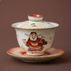 作品手描き 蓋付き耐熱セラミックティーカップ 茶器 中国 富の神 湯飲み チャイナ 陶器